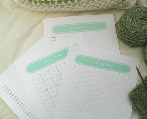 Knitting notes paper