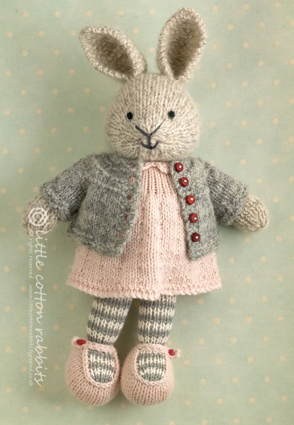 rabbits knitted knitting toys cotton animals dolls pattern rabbit patterns teddy doll gracie knit crochet bears bunnies toy rowan clothes